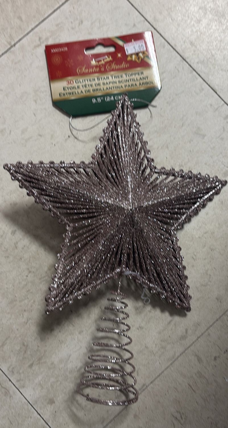 3D glitter star tree topper