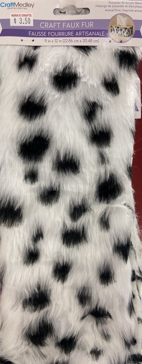 CraftMedley: Snow Leopard Craft Faux Fur 9&quot; x 12&quot;