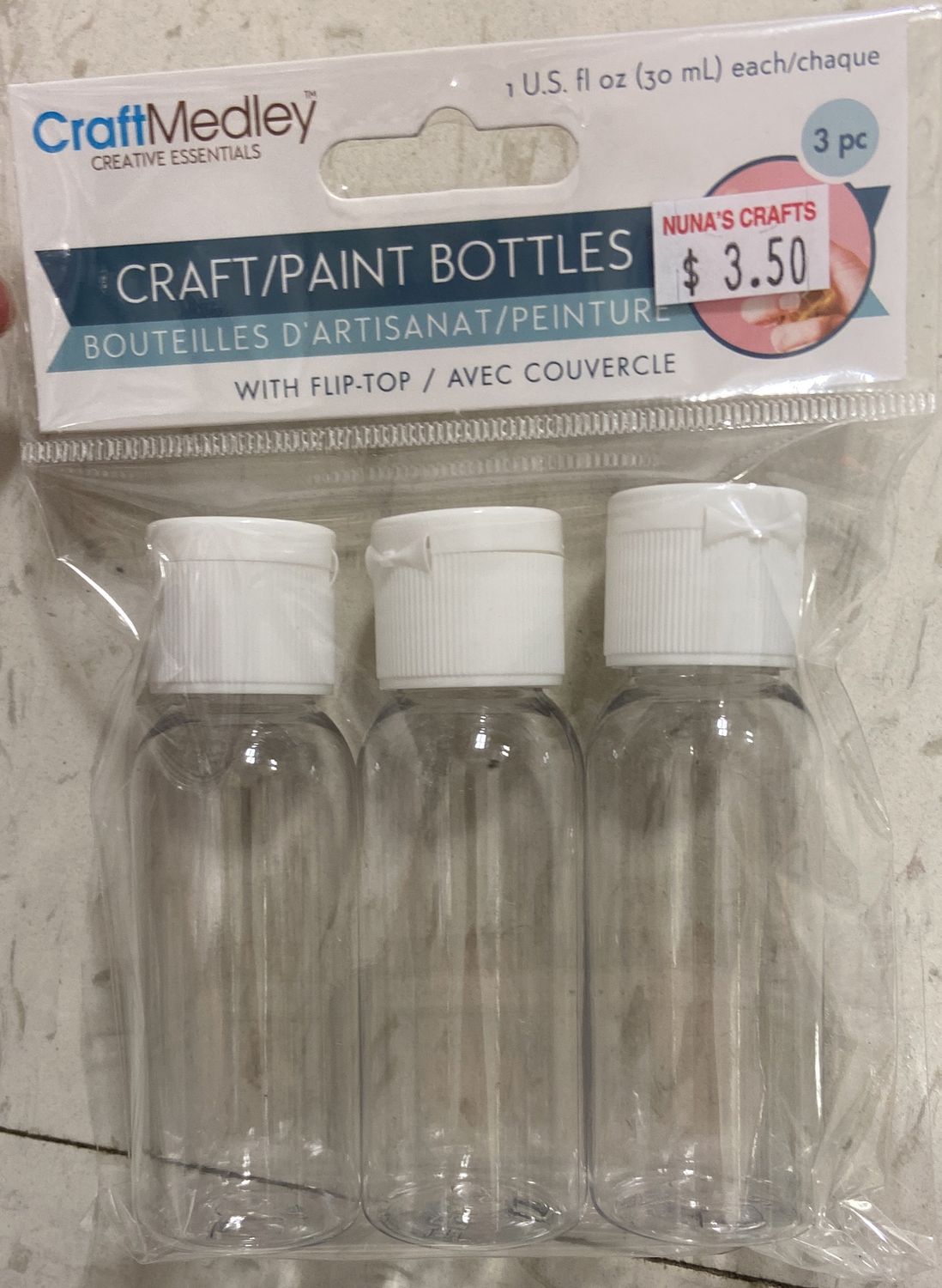 MultiCraft: 3x 30mL Flip-Top Craft/Paint Bottles