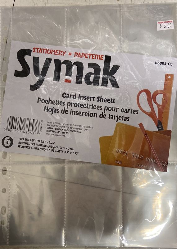 Symak: Clear Card insert Sheets x6 - 3.5&quot; x 2.75&quot;