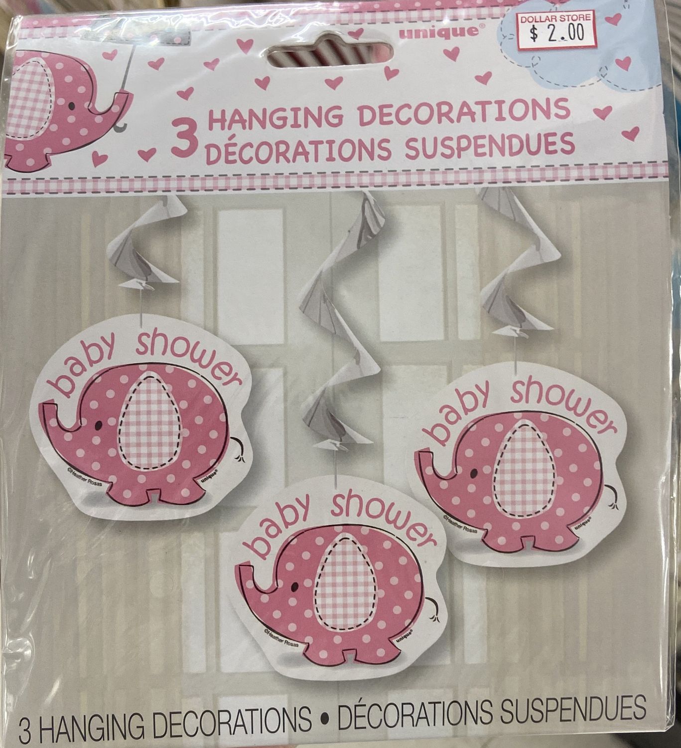 3pc Pink Baby Shower Hanging Decorations 