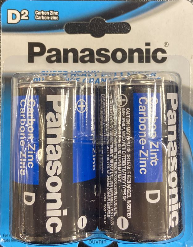 2pk Panasonic D Carbon Zinc Batteries