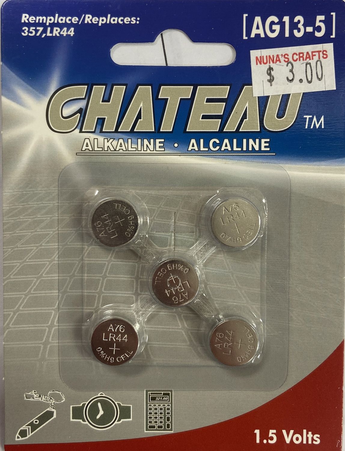5pk AG13-5 1.5V Alkaline Batteries 