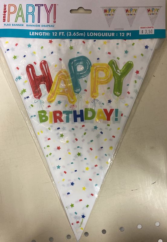 Unique: 12ft &quot;Happy Birthday&quot; Flag Banner 