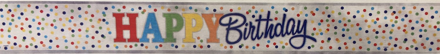 Unique: &quot;Happy Birthday&quot; Banner with Rainbow Polka Dot Print 