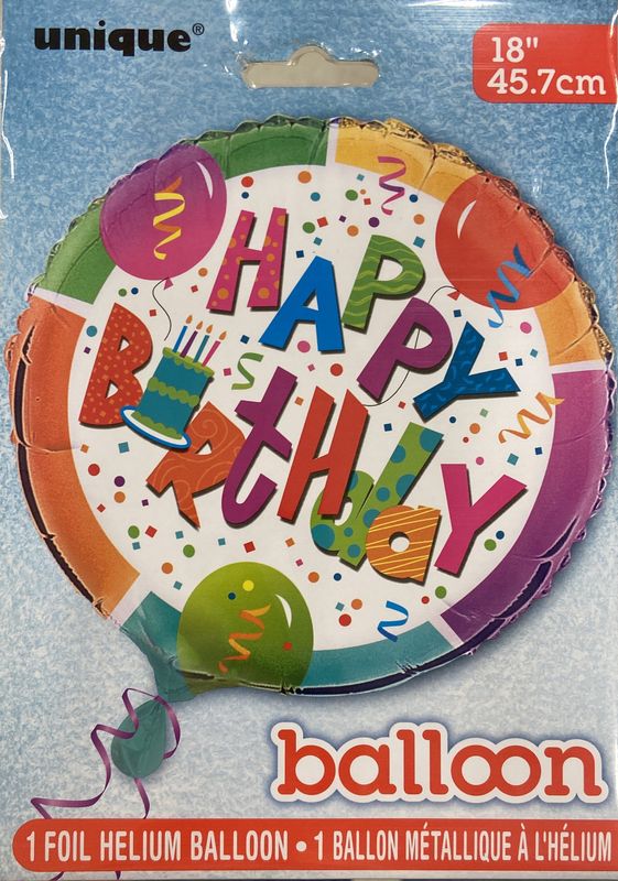 Unique: 18&quot; Multicolor/Shape &quot;Happy Birthday&quot; Foil Balloon