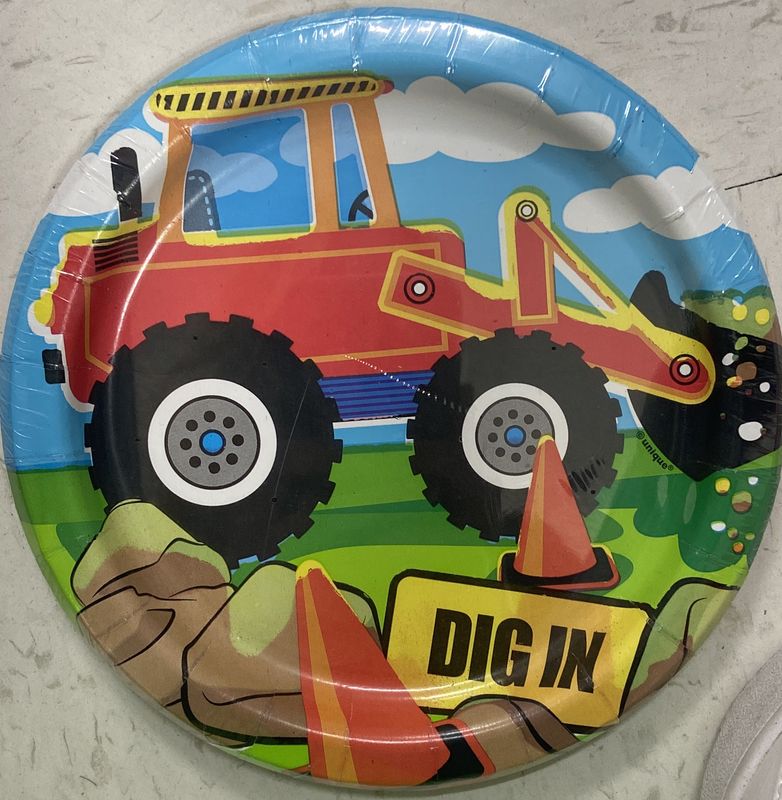 Unique: 8pk Small Construction Themed Paper Plates