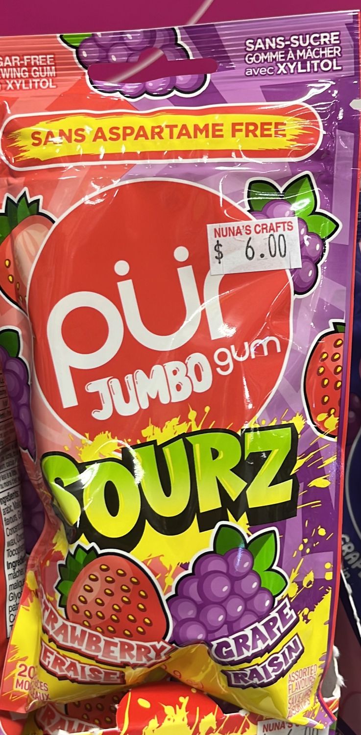Pür Jumbo Gum Sourz (Strawberry &amp; Grape)