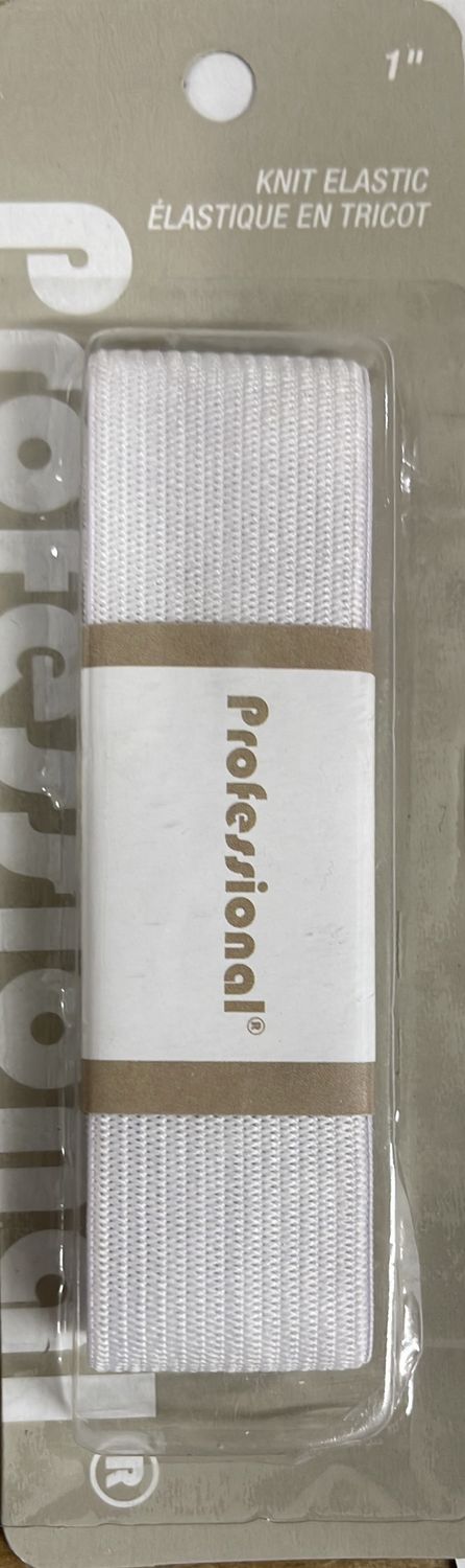 1” knit elastic , white
