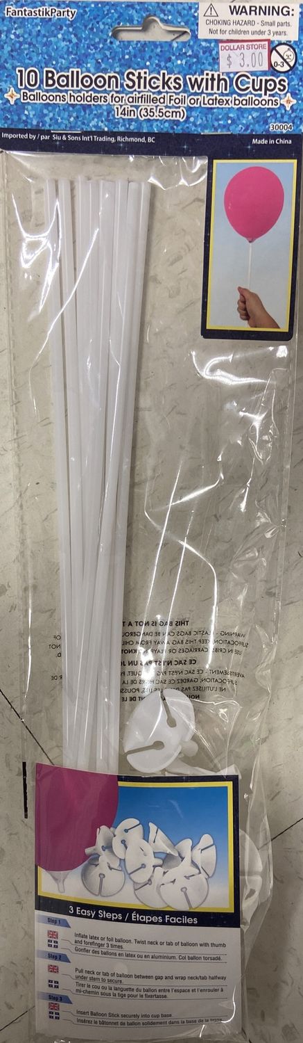 10pk 14&quot; Balloon Sticks with Cups 