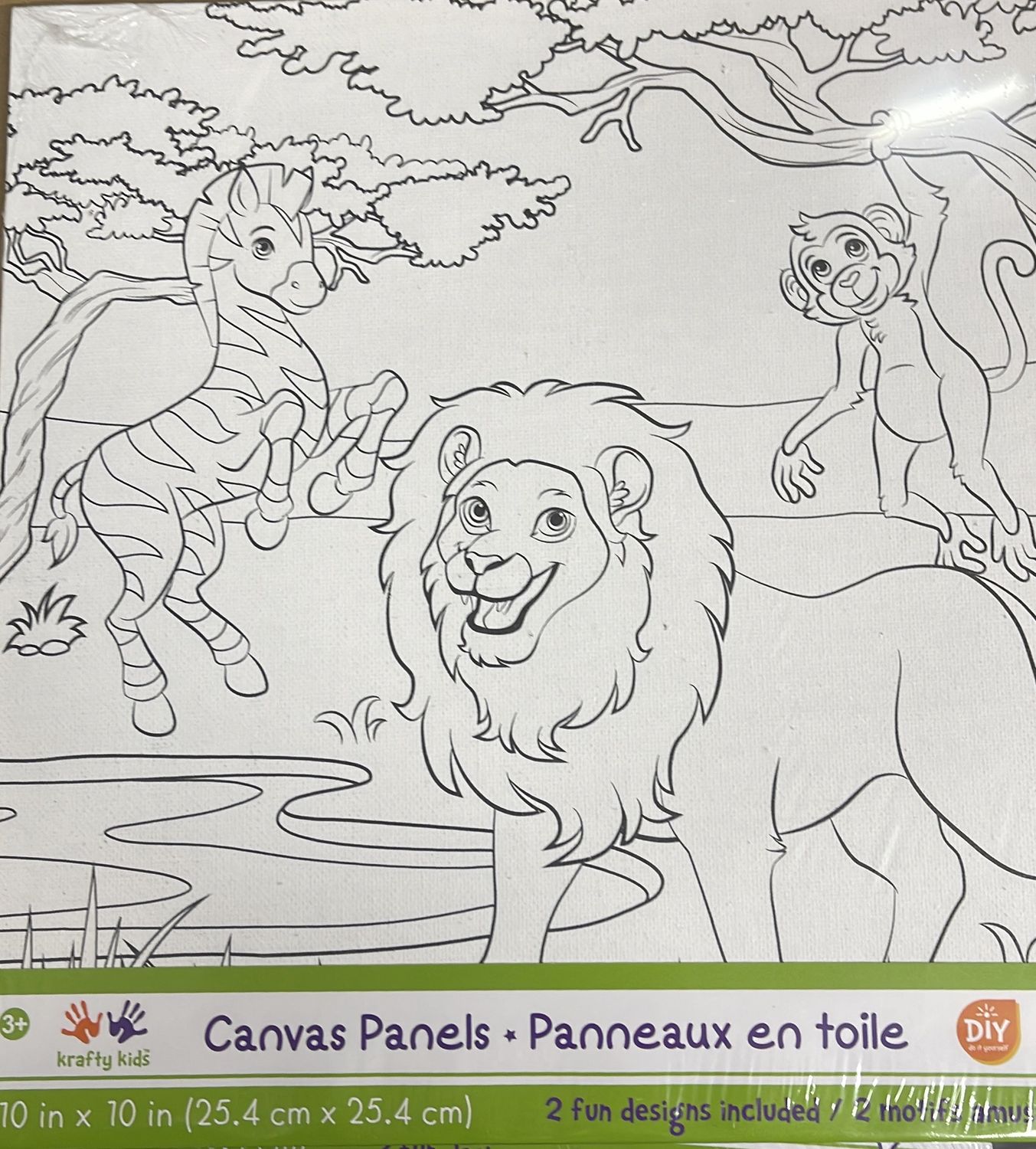10”x10” DIY canvas panel 2pc asst designs. G) Zoo pals