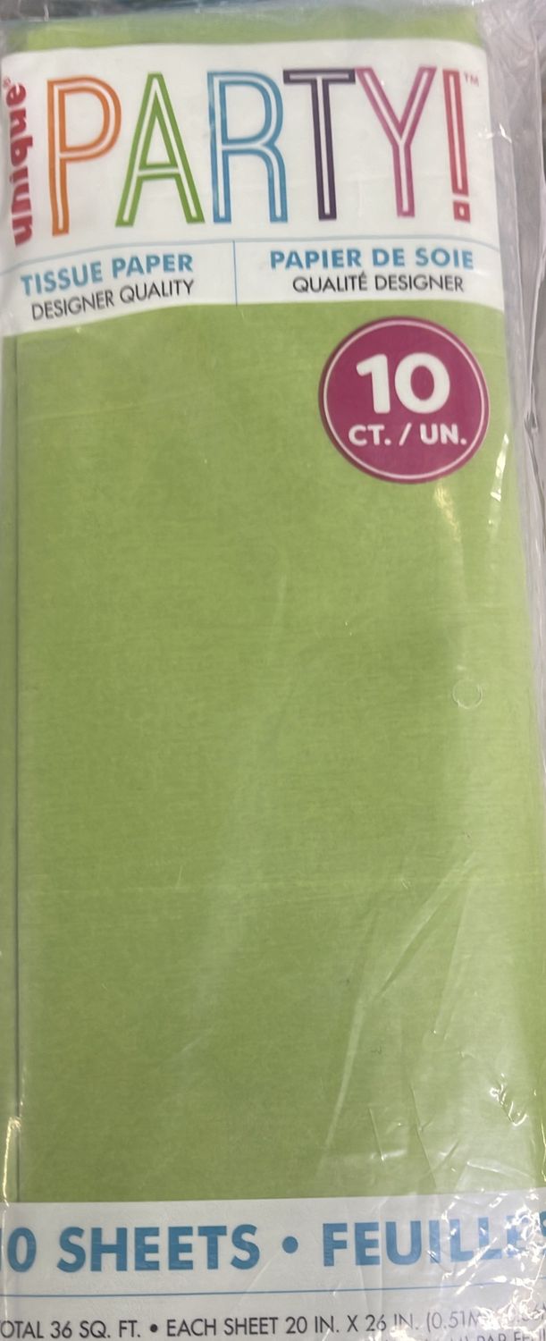 10pk Lime Green Tissue Paper