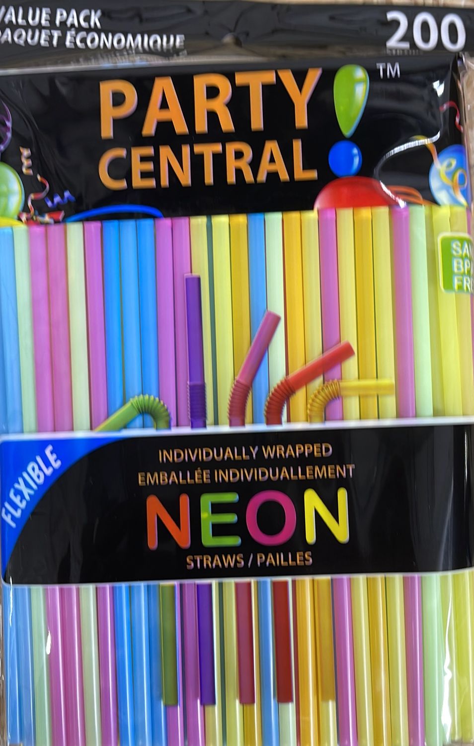 200pk Disposable Plastic Straws