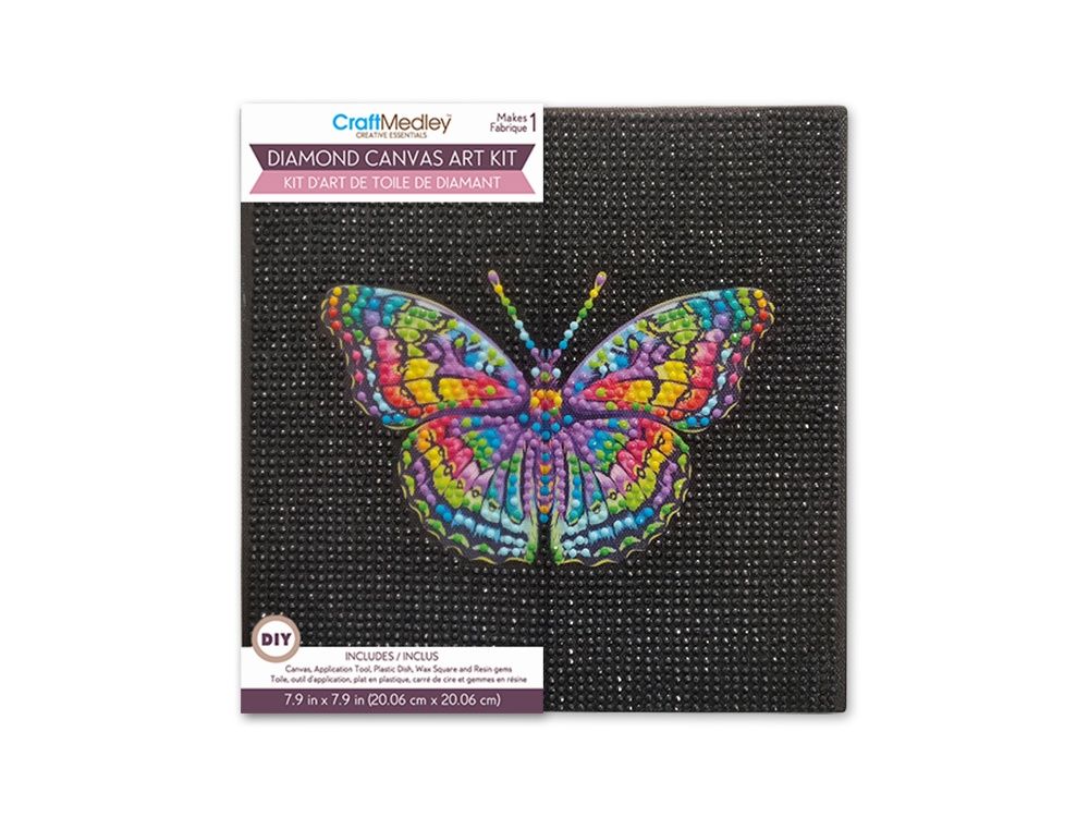 Diamond Painting Canvas Kit: 7.9&quot;x7.9&quot;, Colour: C) Butterfly, Size: 8