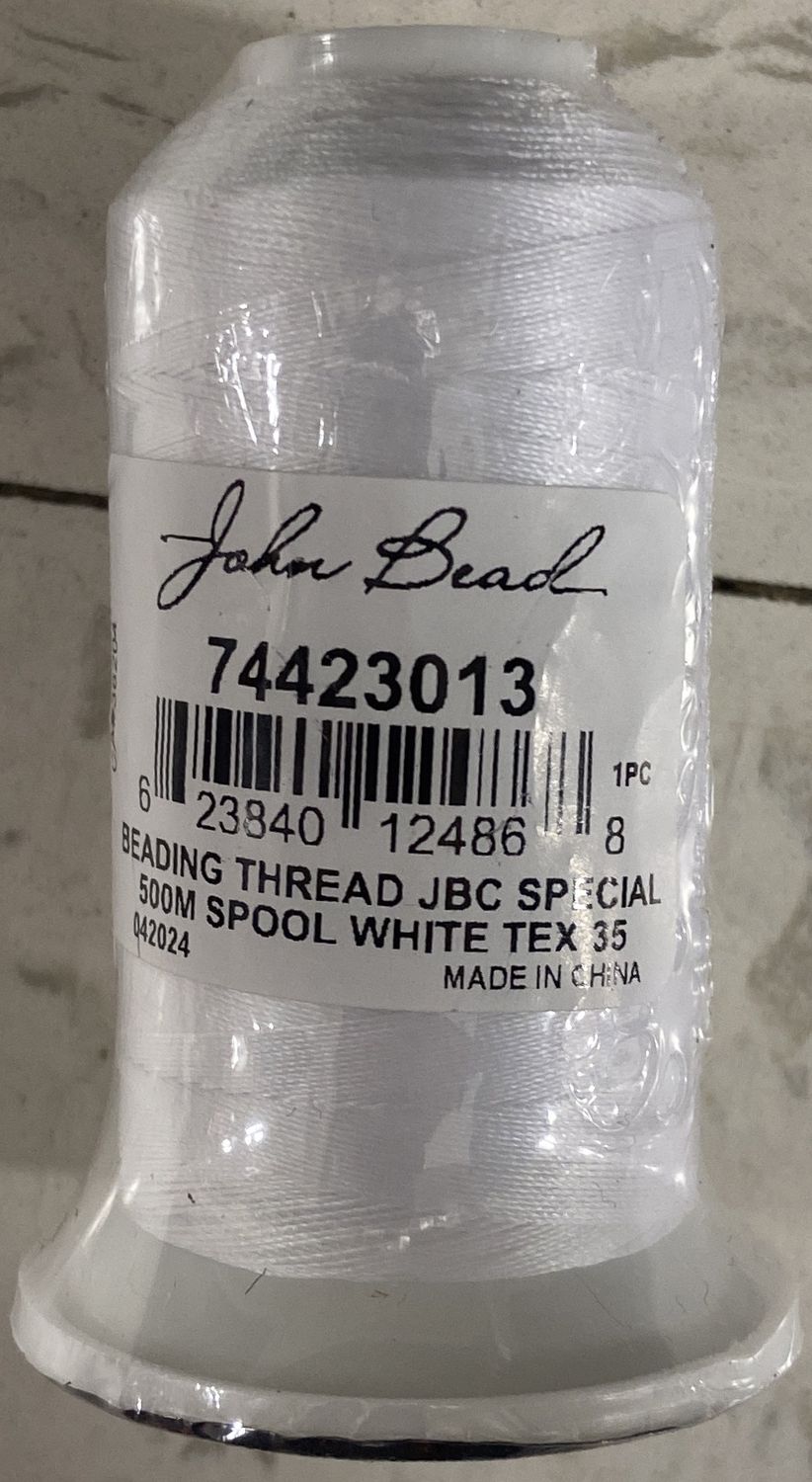 John Bead: 500m White Beading Thread Spool