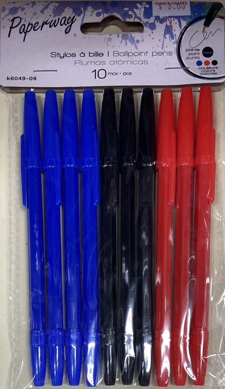 10pk Assorted Color Ballpoint Pens