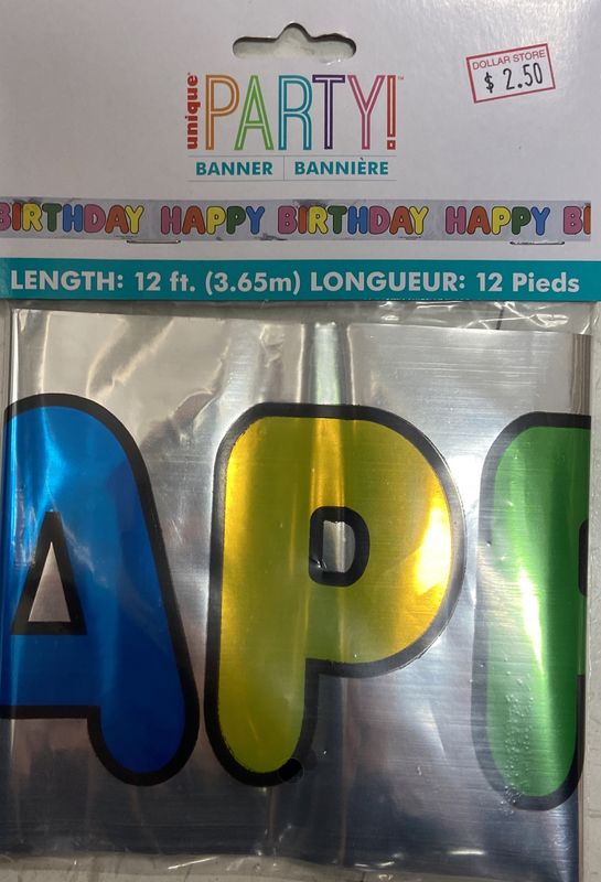 12ft Rainbow "Happy Birthday" Foil Banner