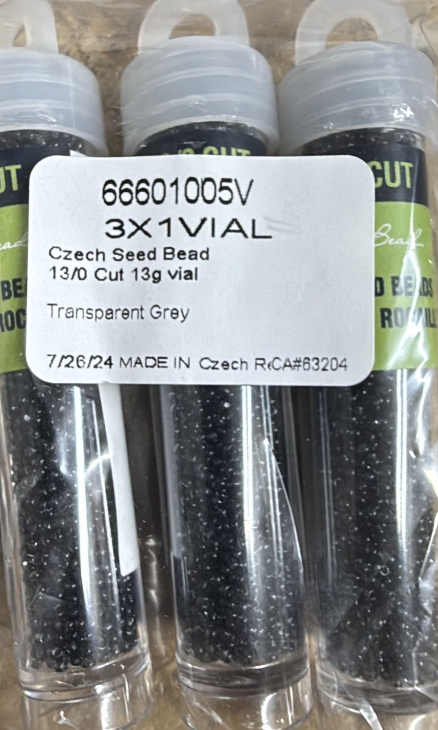 13/0 Transparent Grey Czech Seed Bead Cut 13g