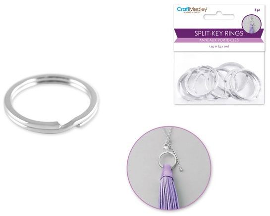 8pk Silver 1.25&quot; Split Key-Rings, Colour: SIlver