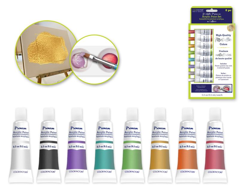 Color Factory: 76ml Premium Acrylic Specialty Paint Set (Metallic)