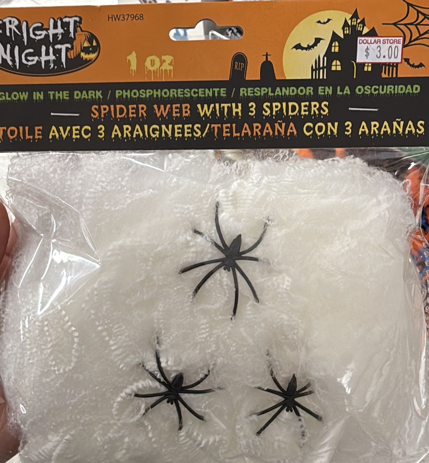 1 oz spider web with 3 spiders 