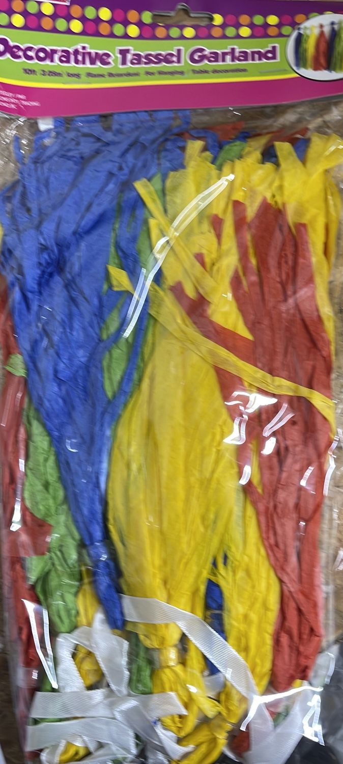 10ft decorative tassel garland, solid colors