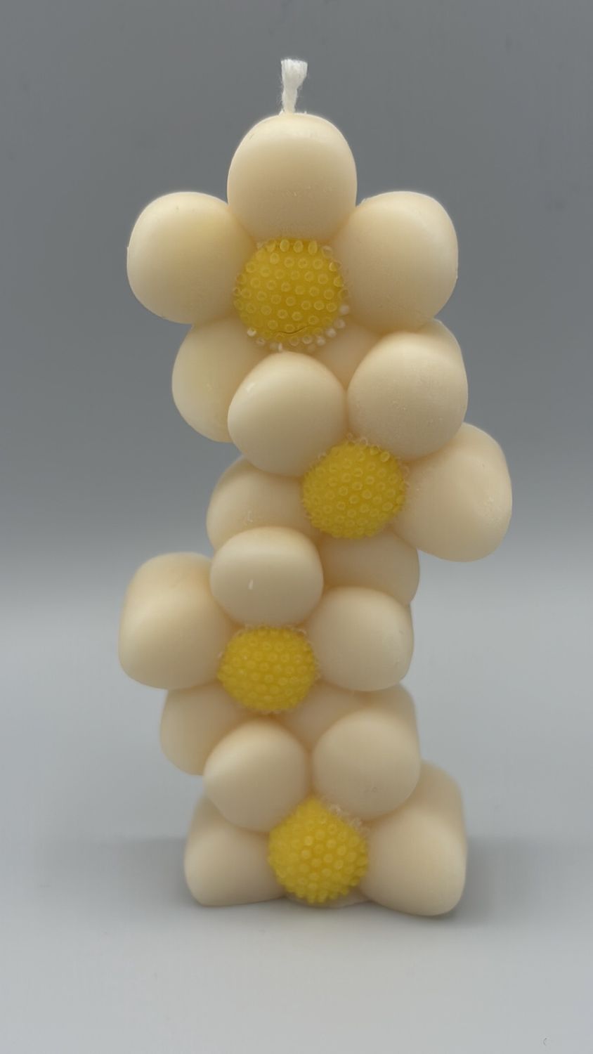 The Cutest Hits Daisy Pillar Candle White