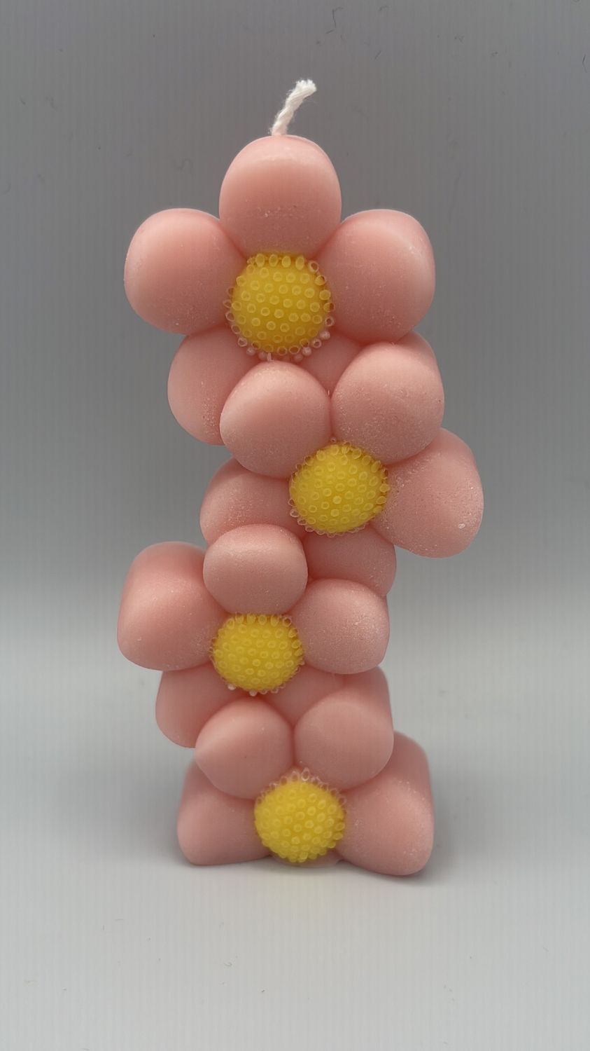 The Cutest Hits Daisy Pillar Candle Pink