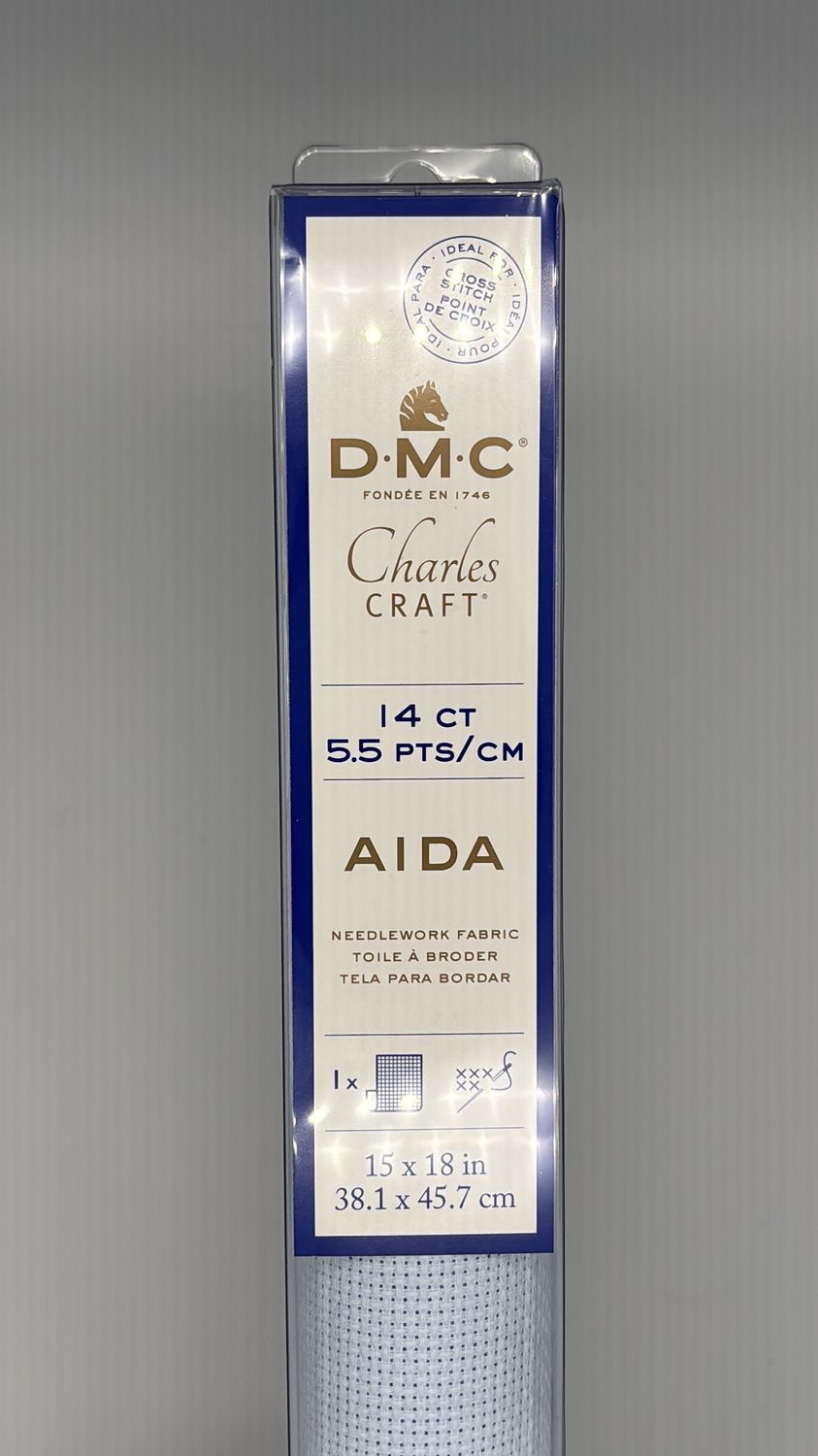 DMC AIDA Cloth 14 CT Light Blue 15x18in