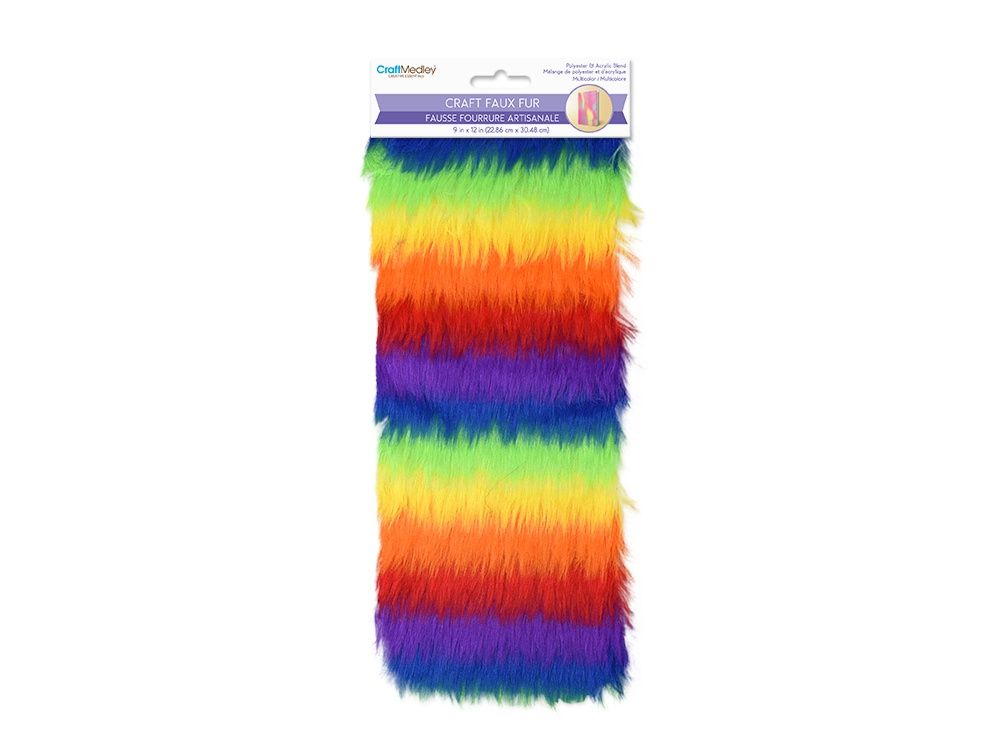 9"x12" Faux-Fur Sheet - Multi Pattern Hairs, Colour: B) Rainbow