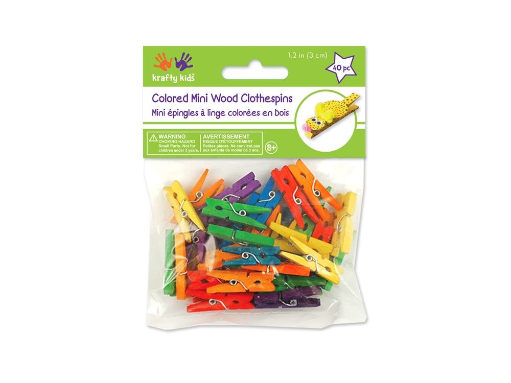 40pk 1 3/16" Mini Colored Clothespins, Colour: -