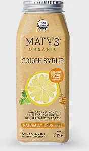 Maty&#39;s Organic Cough Syrup, Made with Organic Honey, Lemon &amp; Cinnamon - 6 fl oz.