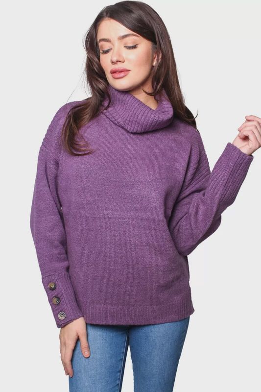 Women&#39;s Long Sleeves Cowl Neck Knitted Pullover Sweater