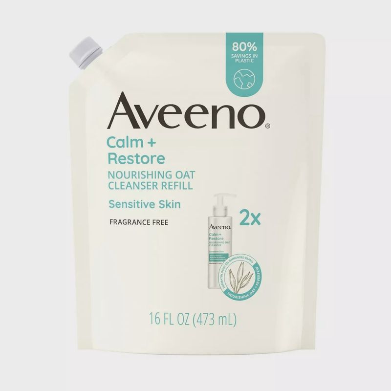 AveenoCalm &amp; Restore Nourishing Oat Cleanser Refill Sensitive Skin 16 oz