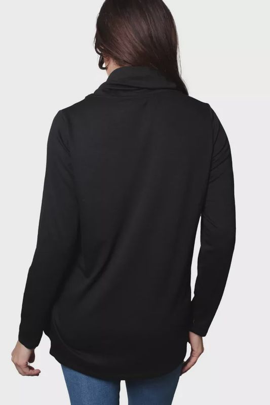 Women's Long Sleeves Cowl Neck Solid Top Black or Pink