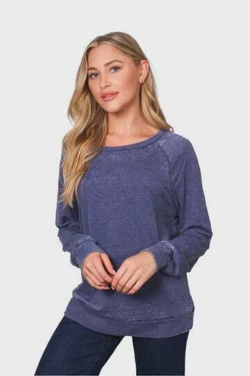 Women's Long Sleeve Rib Cuff &amp; Hem Sweatshirt Choose Color