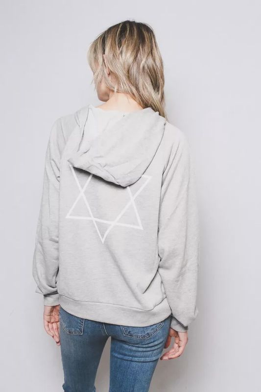 Women's Long Sleeve Hoodie w/ Front Pocket and "Star of David" Back Print