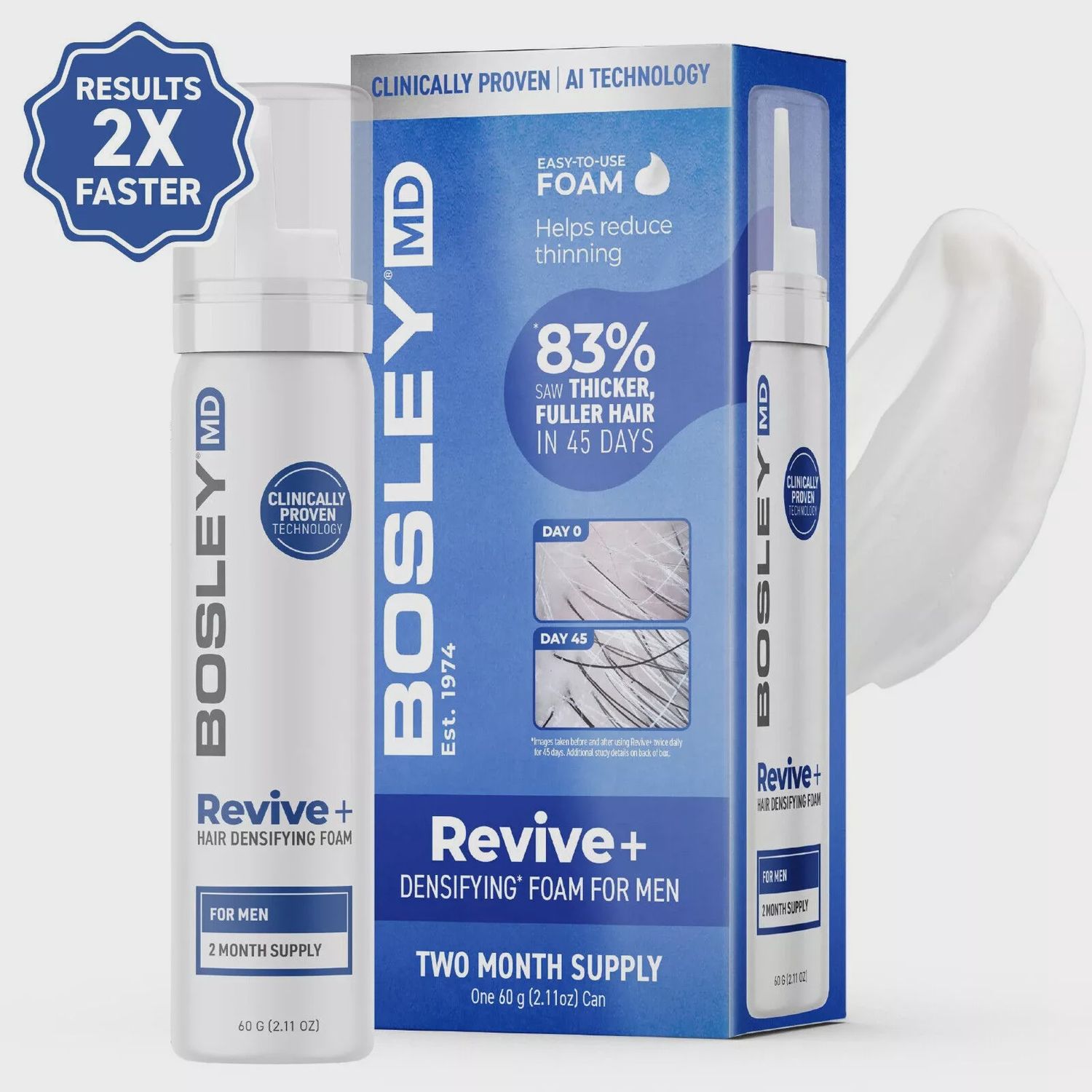 Bosley MD Mens Revive + Densifying Foam Treatment (Two Months) 2.11 Oz Can