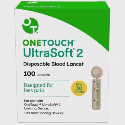 OneTouch Ultra Soft 2 Lancets- Extra Fine 30 Gauge Box of 100