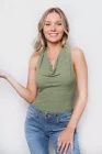 Women&#39;s Sleeveless Halter Rib Knit Bodysuit