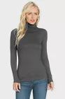 Women's Turtleneck Long Sleeve Jersey Top Black or Grey