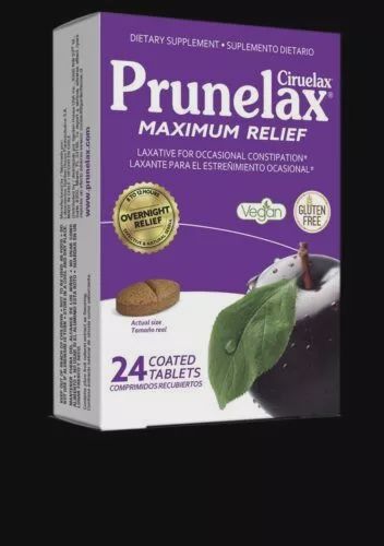 Prunelax Ciruelax Maximum Strength Natural Laxative Tablets Gluten Free 24 Count