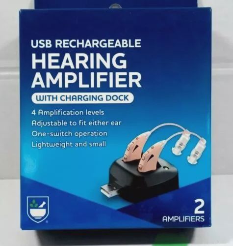 Riteaid USB Rechargeable Hearing Amplifier with Charging Dock - Brand New Sealed