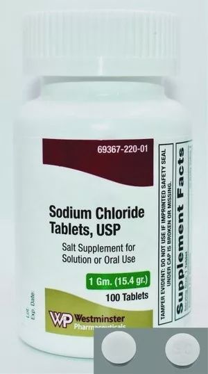Sodium Chloride Supplement 1 Gram Strength 100 per Bottle
