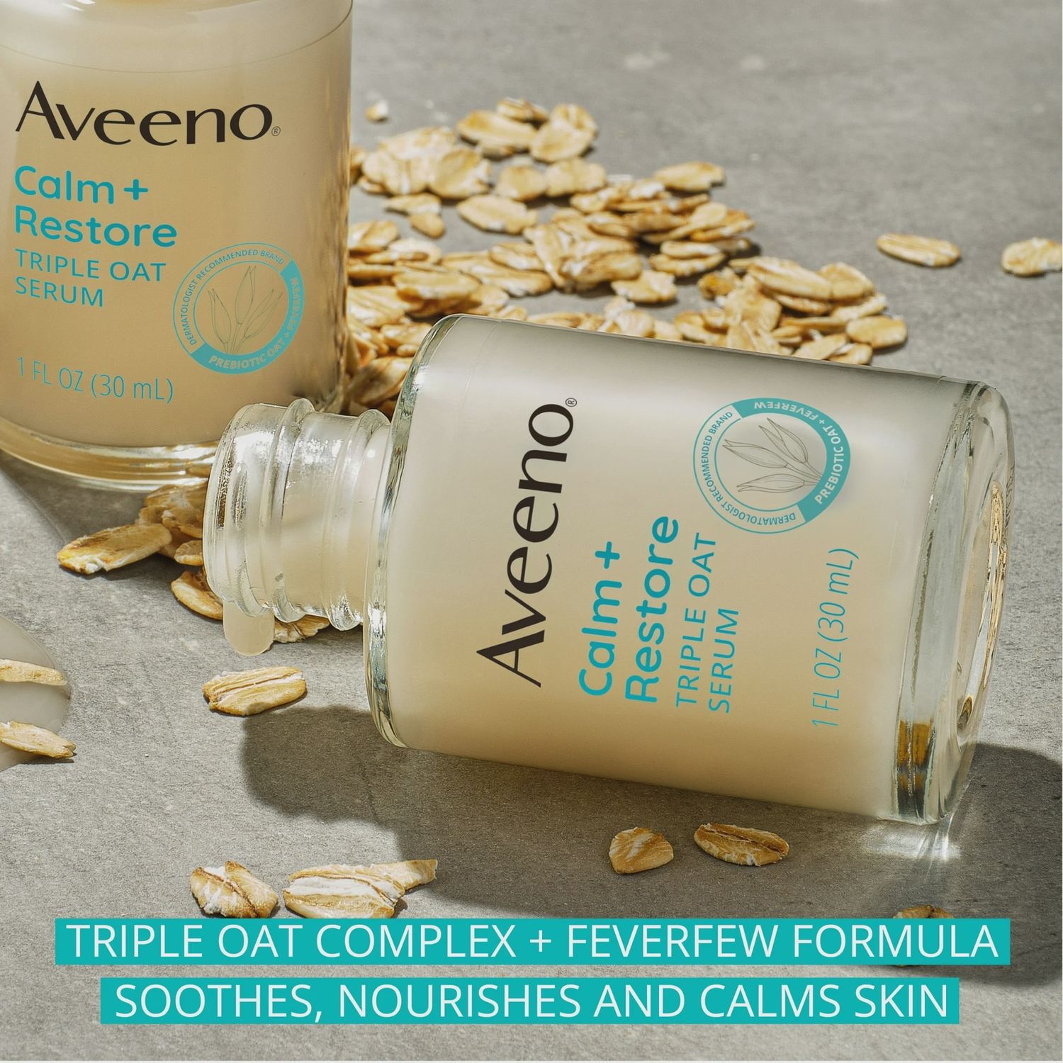 Aveeno Calm &amp; Restore Oat Serum Fragrance Free Sensitive Skin 1 fl oz
