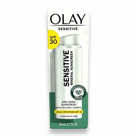 Olay Sensitive Mineral Sunscreen Zinc Oxide Sunscreen SPF 30 F-F 1.7oz. 12-2024
