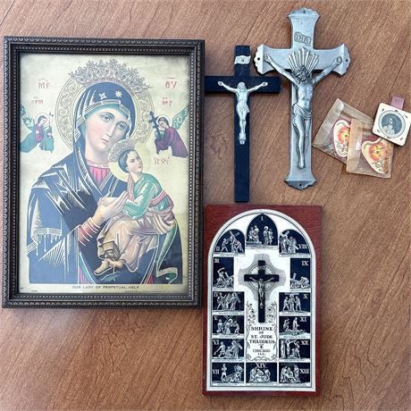 Vintage Religious Items - Rosaries, Medals, Wall Hangings and More
