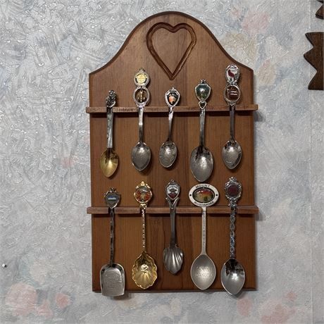 Vintage Souvenir Spoon Collection and Displays - 33 Spoons