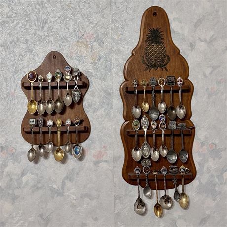 Vintage Souvenir Spoon Collection and Displays -. 33 Spoons