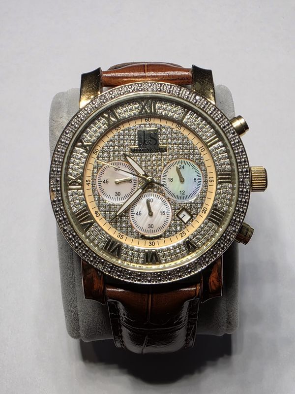 Joshua &amp; Sons Men&#39;s Gold Dial Leather Band Watch pre owned